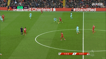 图5：菲尔米诺中路完成摆脱和萨拉赫打出配合