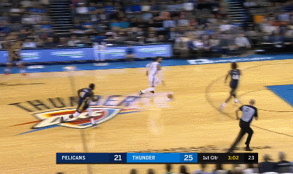 雷霆队亚当斯鬼畜欧洲走步上篮