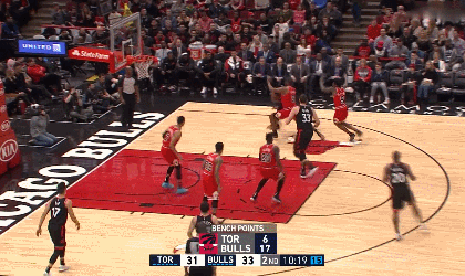 猛龙队林书豪底角接球发炮又中三分