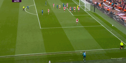 第34分钟，厄德高助攻，赖斯破门，阿森纳1-0！