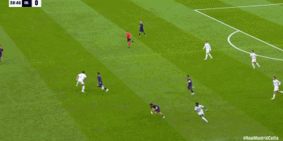 第48分钟，居莱尔助攻，姆巴佩破门，皇马3-0塞尔塔 