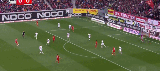 第44分钟，埃格施泰世界波，弗赖堡1-0勒沃库森 