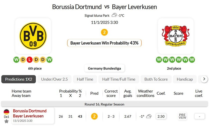 多特蒙德 VS 勒沃库森