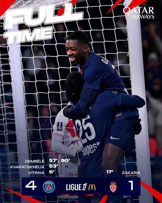 巴黎圣日耳曼4-1摩纳哥