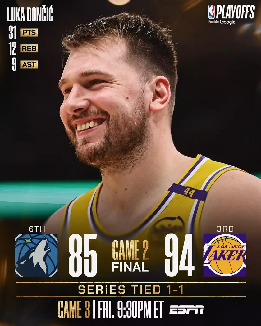 森林狼85-94湖人