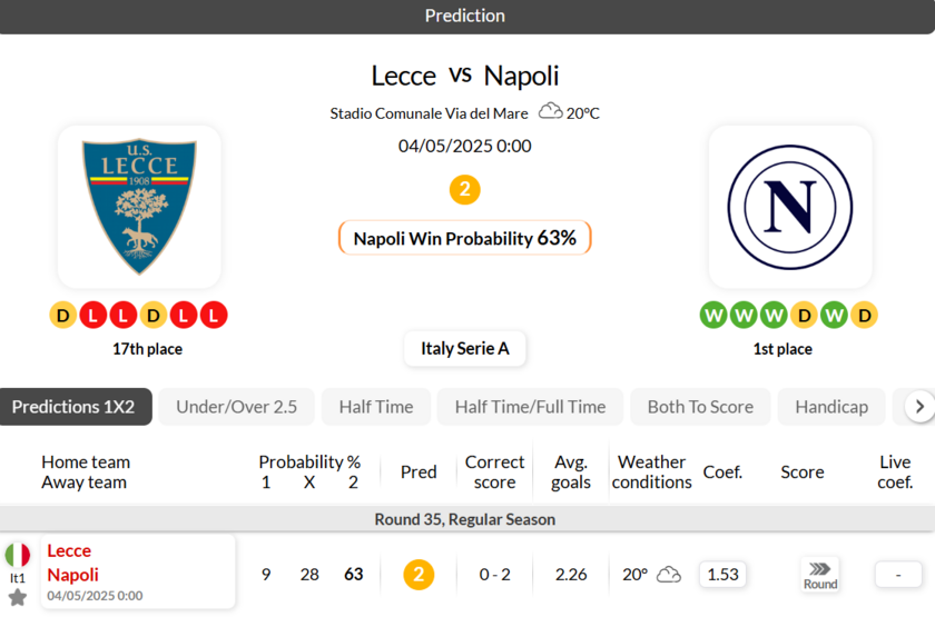 莱切VS那不勒斯