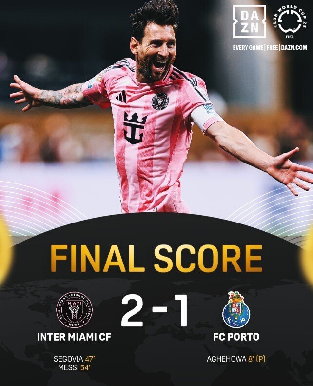 迈阿密国际2-1波尔图