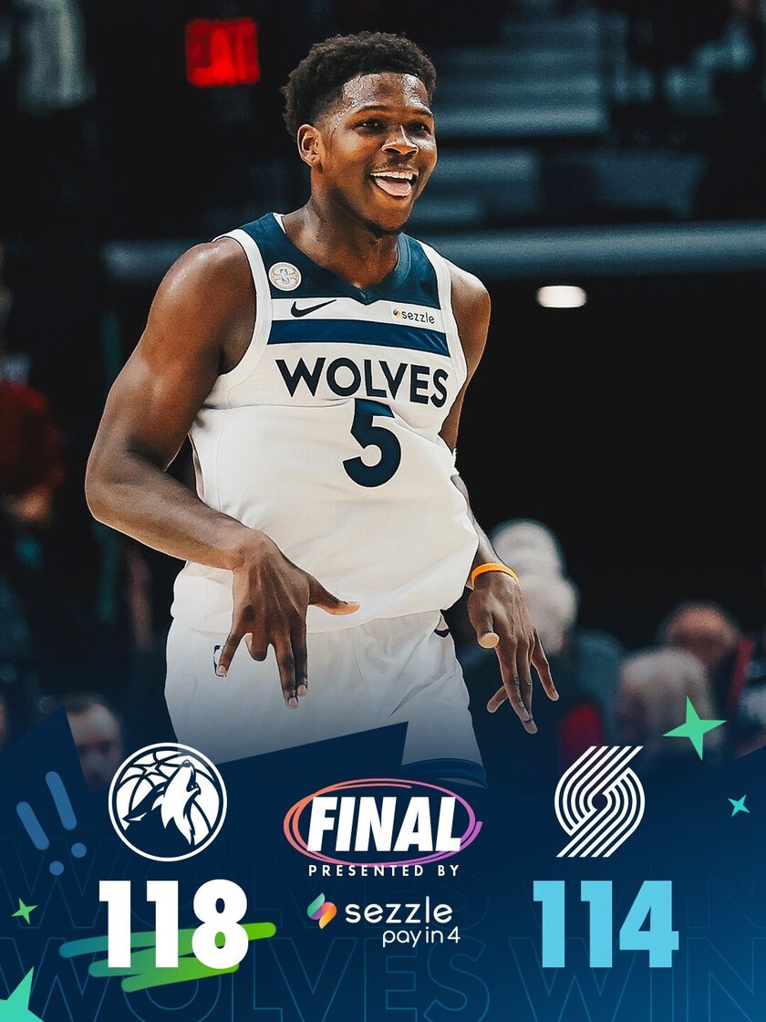 森林狼118-114开拓者