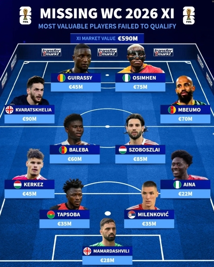 无缘世界杯最贵11人