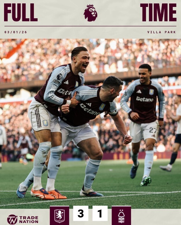 阿斯顿维拉3-1诺丁汉森林